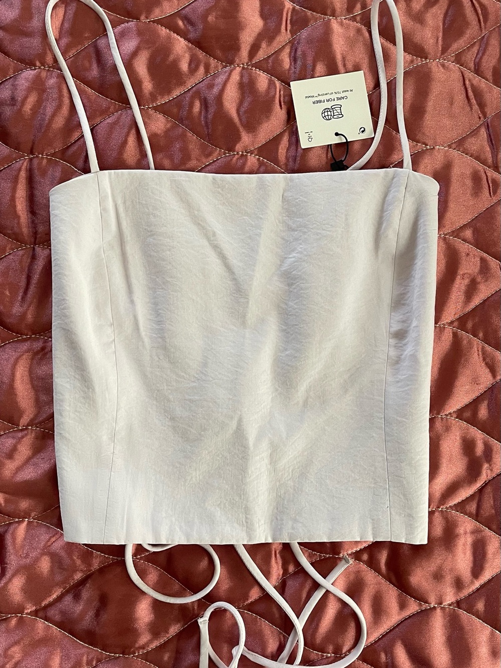 Zara White Purple Square Neck Strappy Cami